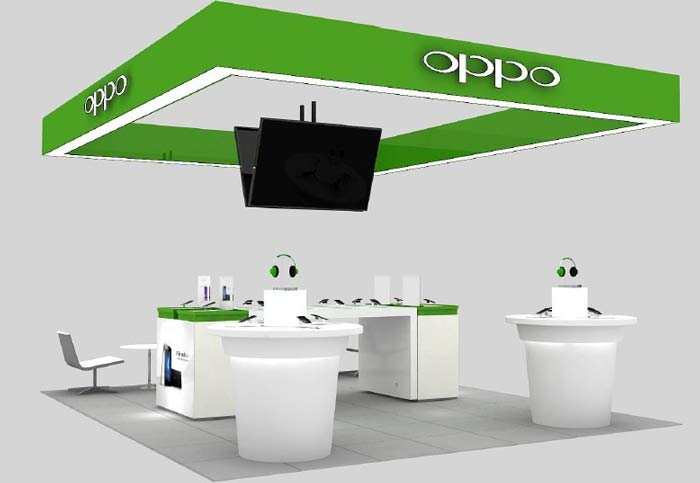oppo智能手機體驗店展覽區(qū)域裝修設計案例效果圖