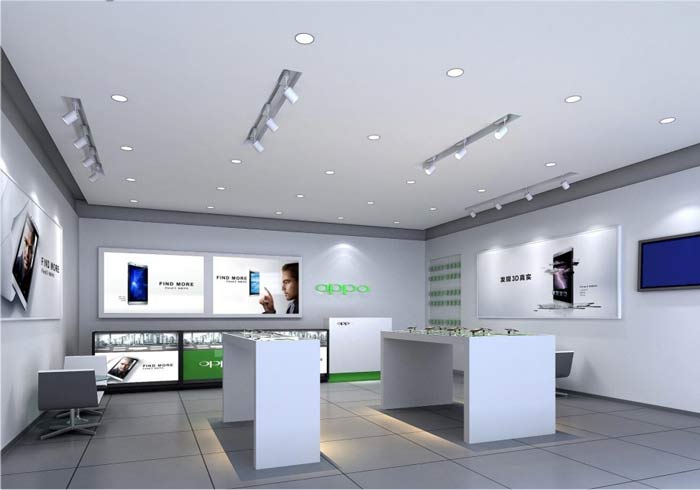 oppo智能手機體驗店手機展覽區(qū)裝修設計案例效果圖