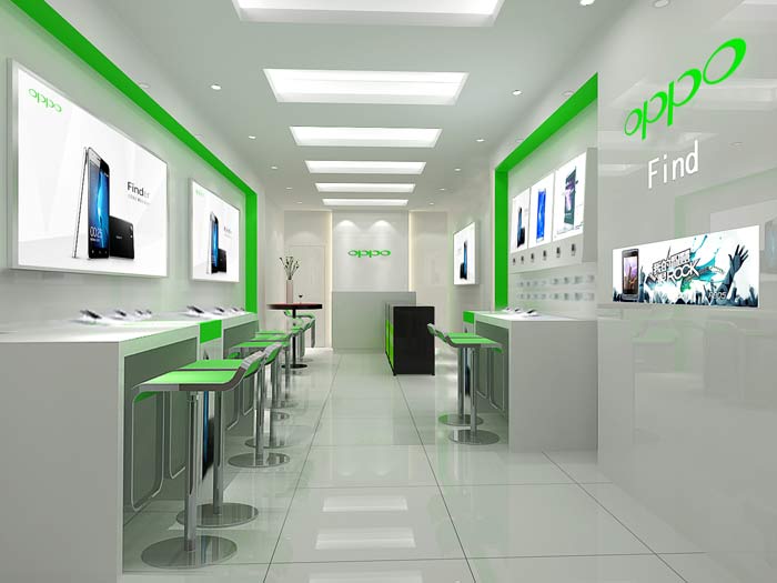 oppo智能手機體驗店休息區(qū)域裝修設計案例效果圖