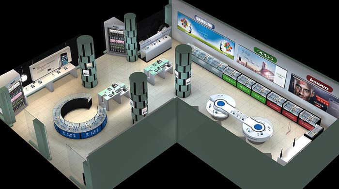 2016年最新、最熱手機店手機展示柜裝修設(shè)計案例效果圖