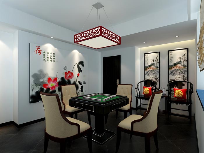 中式風格茶樓茶室棋牌室裝修設計案例效果圖