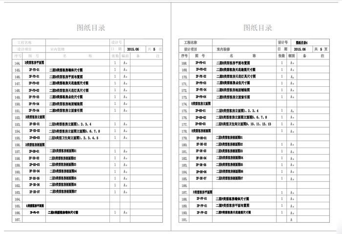 杭州精品酒店室內(nèi)裝飾工程深化設計施工圖圖紙目錄4