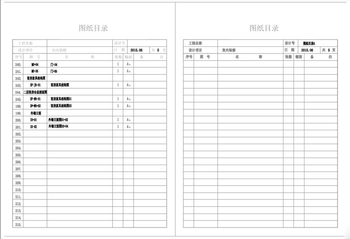杭州精品酒店室內(nèi)裝飾工程深化設計施工圖圖紙目錄6