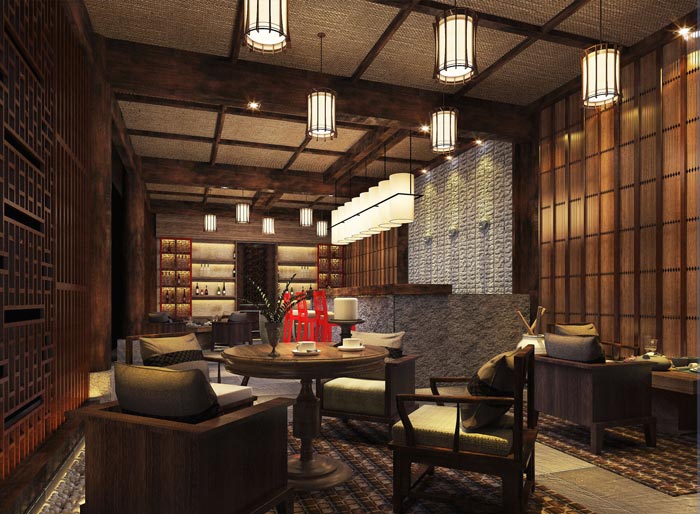 新中式商務(wù)酒店酒吧裝修設(shè)計案例效果圖
