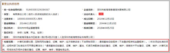 通信發(fā)展有限公司經營范圍截圖