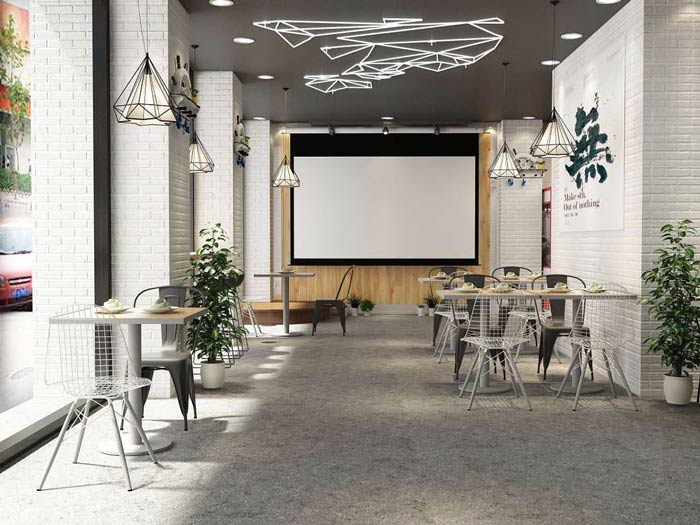 茶飲茶餐廳投影機裝修設(shè)計效果圖