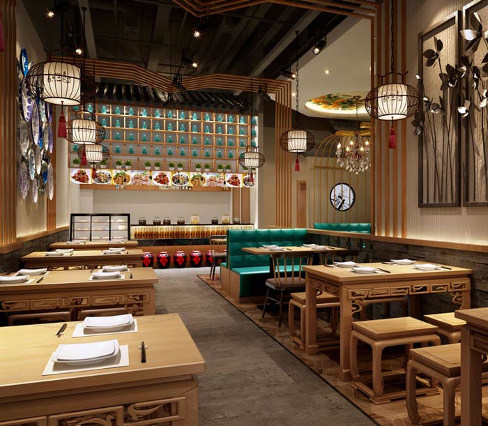 椒麻雞小吃店餐區(qū)裝修設計效果圖